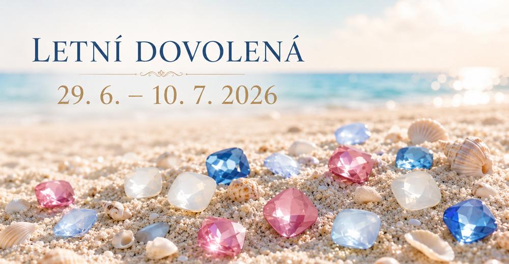 Letní dovolená TOP-koralky.cz 29. 6. až 10. 7. 2026, krystaly Swarovski se opalují na písku u moře.